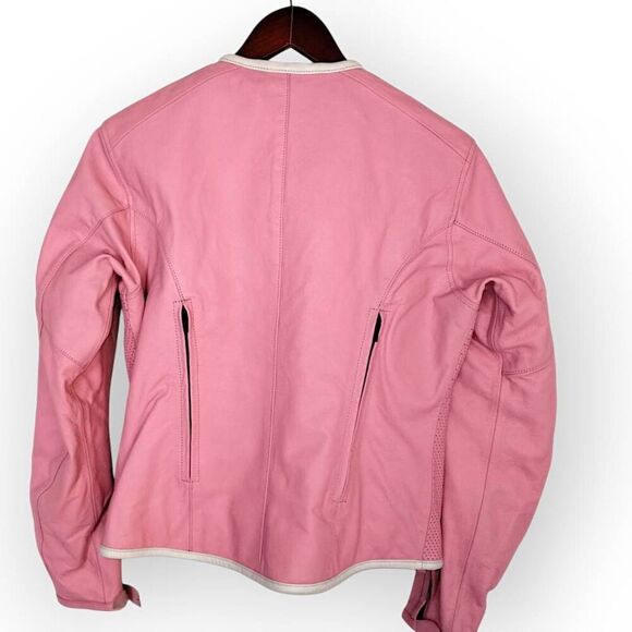 First Gear Womens Jacket Sz Small Petal Pink Faux Leather Pockets Biker Moto - Picture 2 of 16